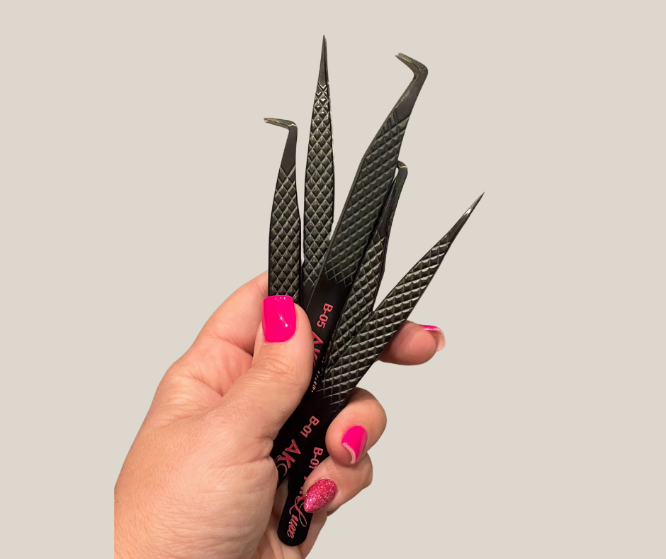 Fiber Tip Lash Tweezers | Russian/Mega Volume Ultimate Grab | Midnight Back| B05