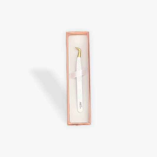 *CLOSEOUT* Non-Fiber Classic/Volume L-Shaped Long Taper LashTweezer White (A-09)