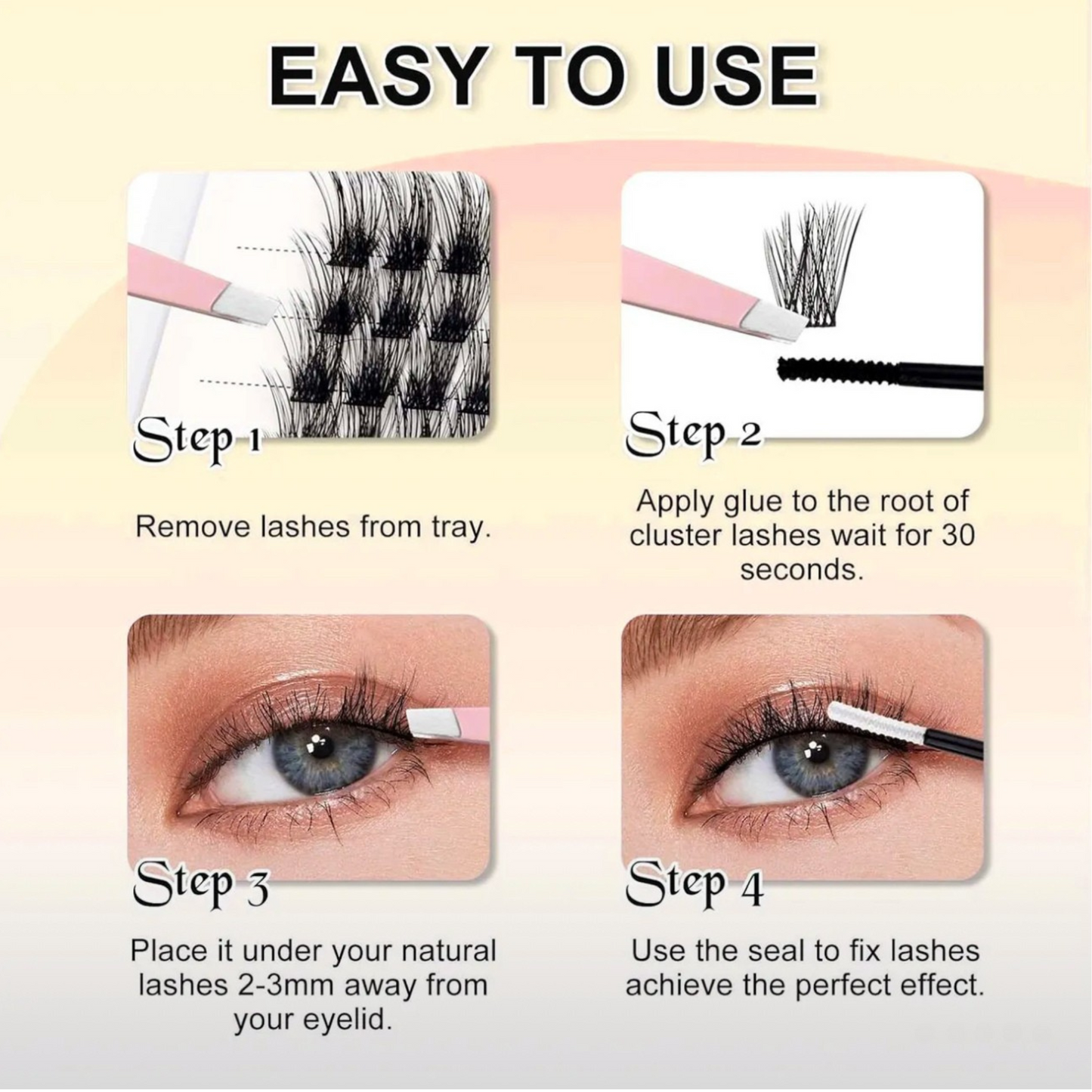 120pc Fox Eye Lash Clusters – Mixed Curl (C, CC, D) – 0.07mm Thickness, 6–18mm Length