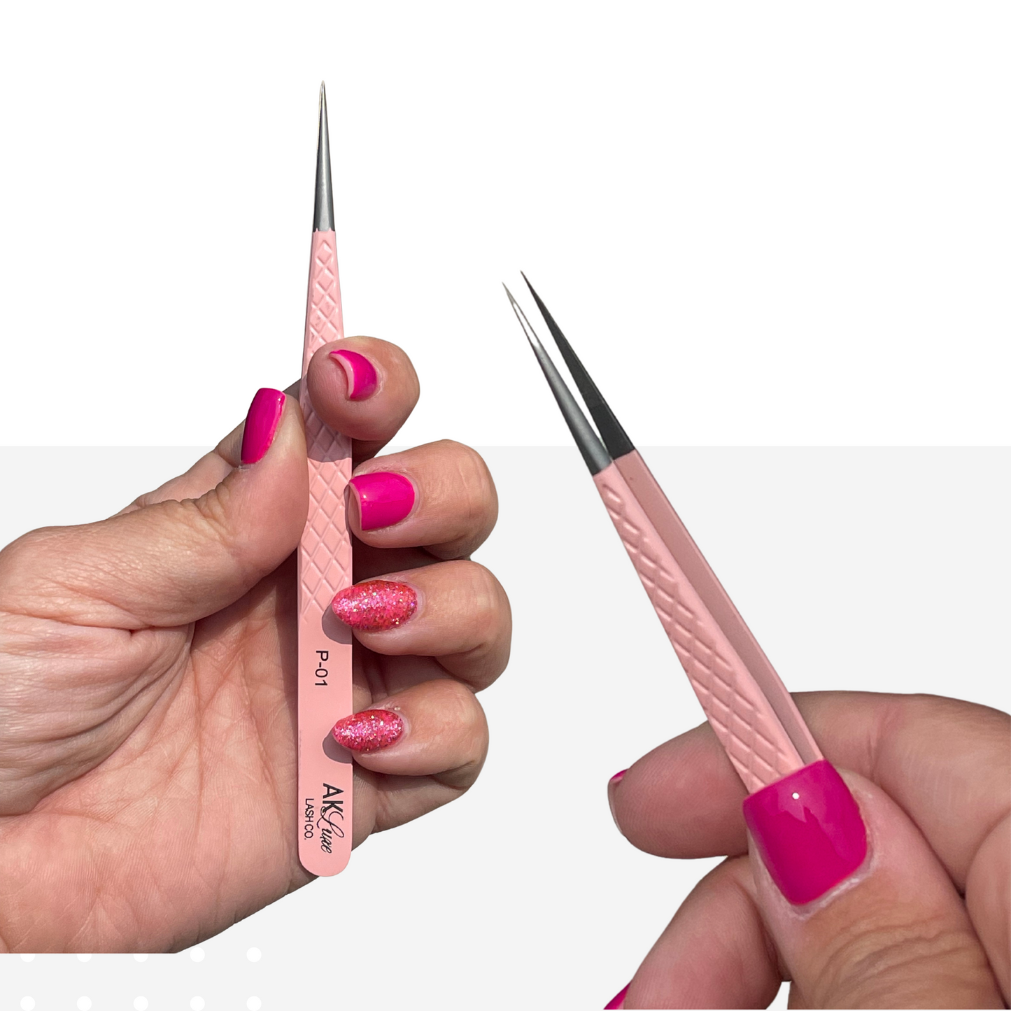 Precision Fiber Tip Isolating Straight Tweezers | Midnight Black | Pink