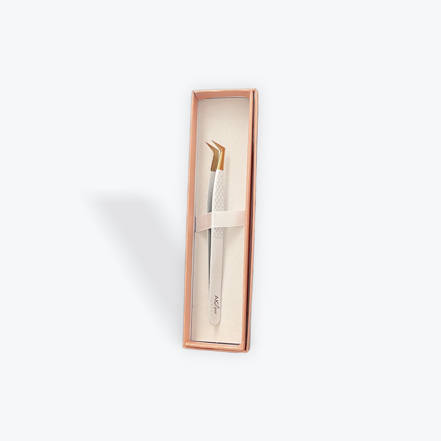 Non-Fiber Classic/Volume L-Shaped Long Taper Lash Tweezers White (A-04)