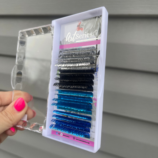 Holographic Tinsel Lash Extensions Tray | 16 Rows | CC Curl | Purple Blue Silver Gold Black Pink Red