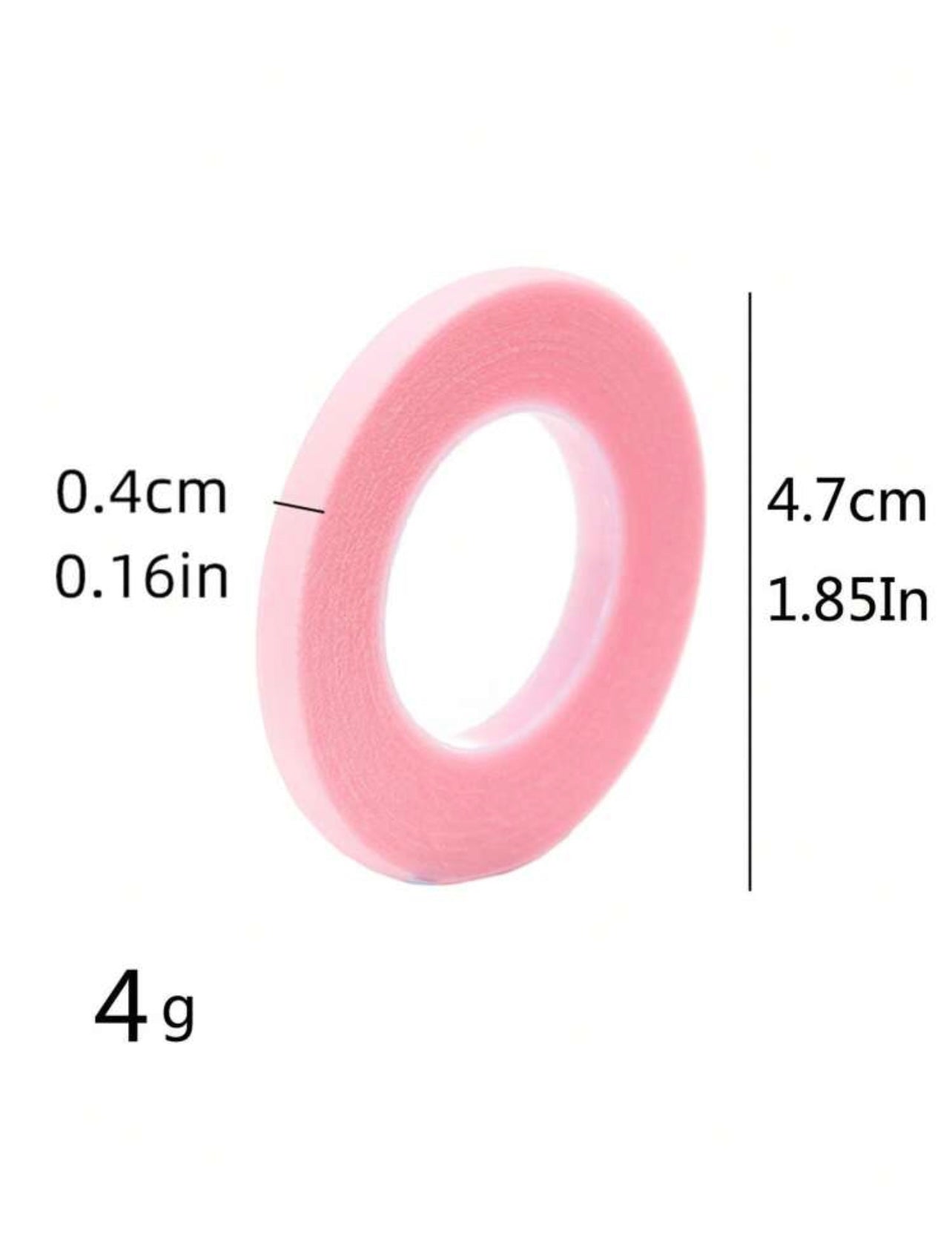 Up close view and measurements eyelid tape 0.4cm 0.16in 4.7cm