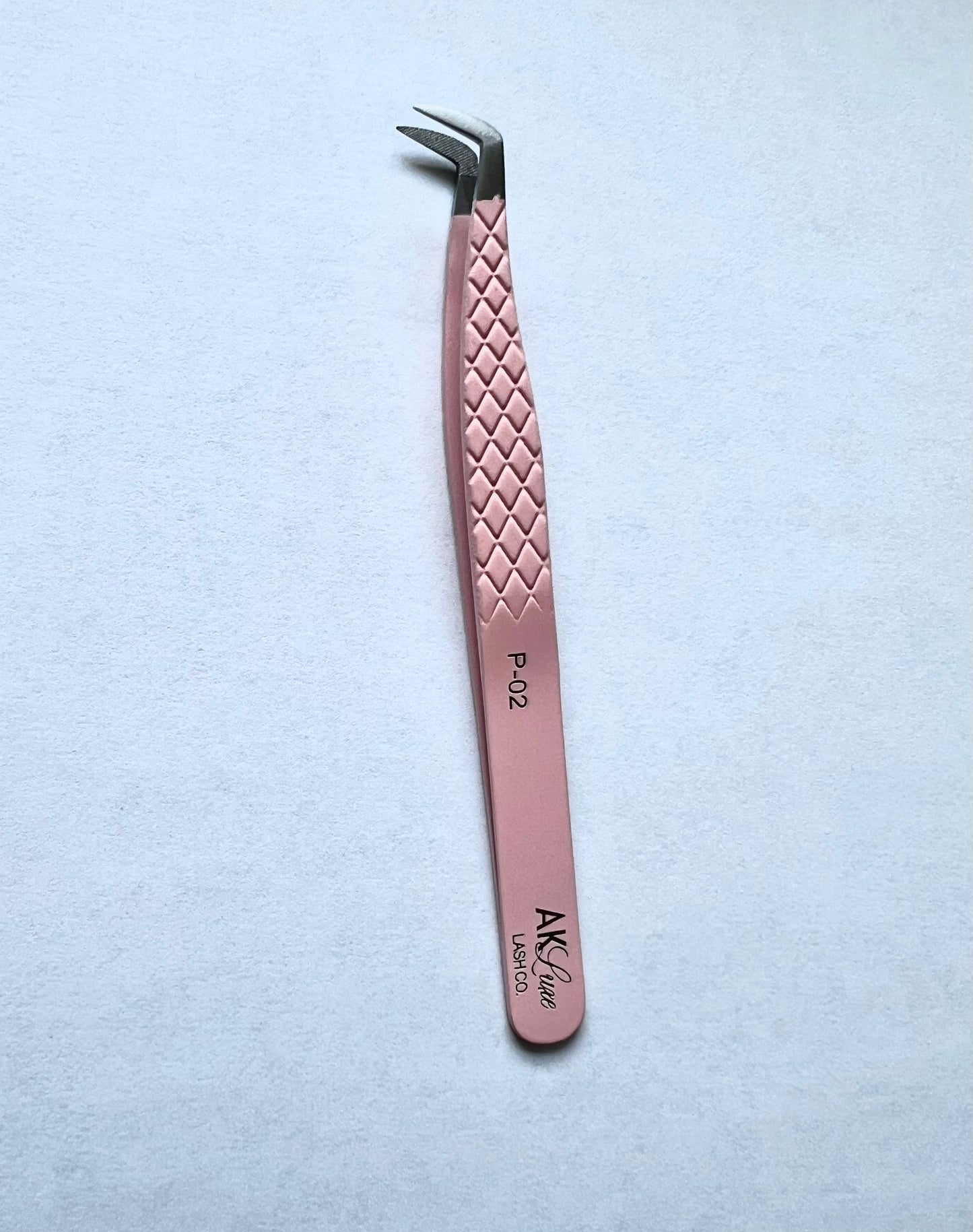 Ultimate Fiber Tip/Russian Volume Tweezer J-Shape Fiber Grab Lash Tweezers Pink (P-02)