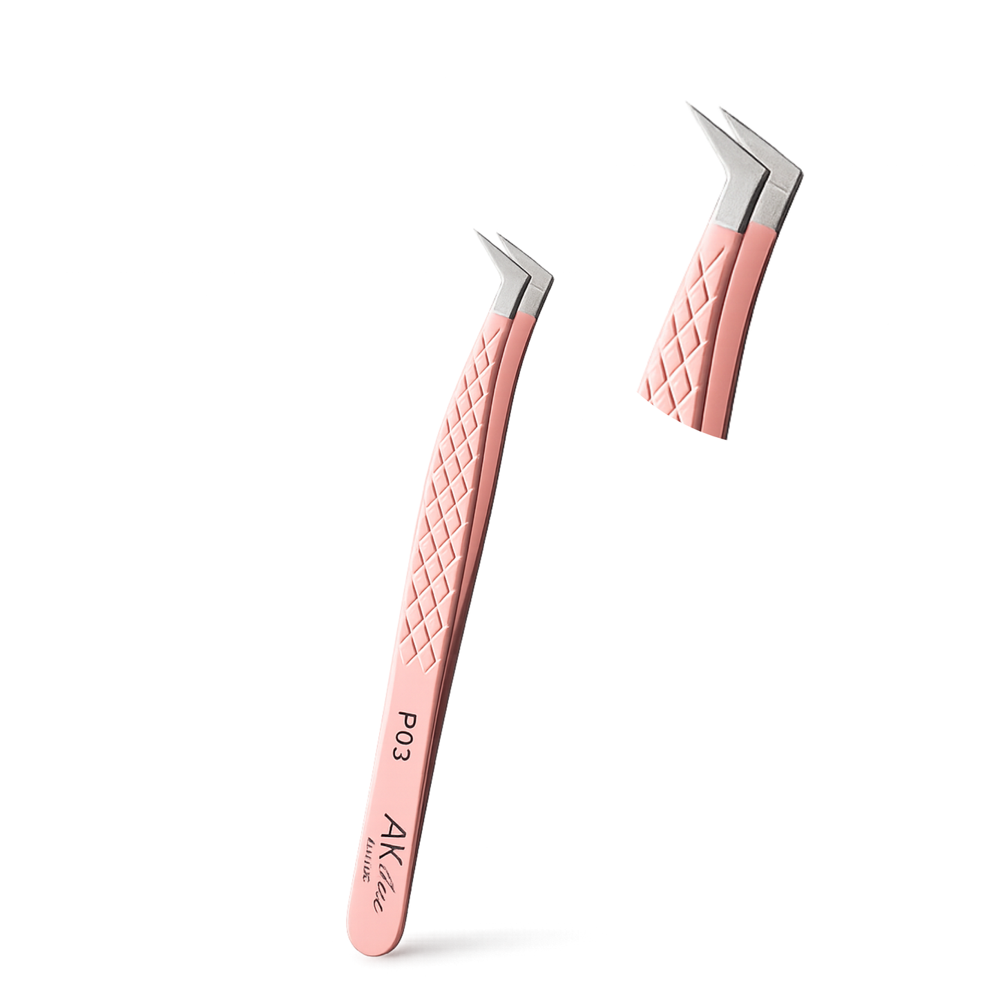Ultimate Fiber Tip/Russian Volume Tweezer J-Shape Fiber Grab Lash Tweezers Pink