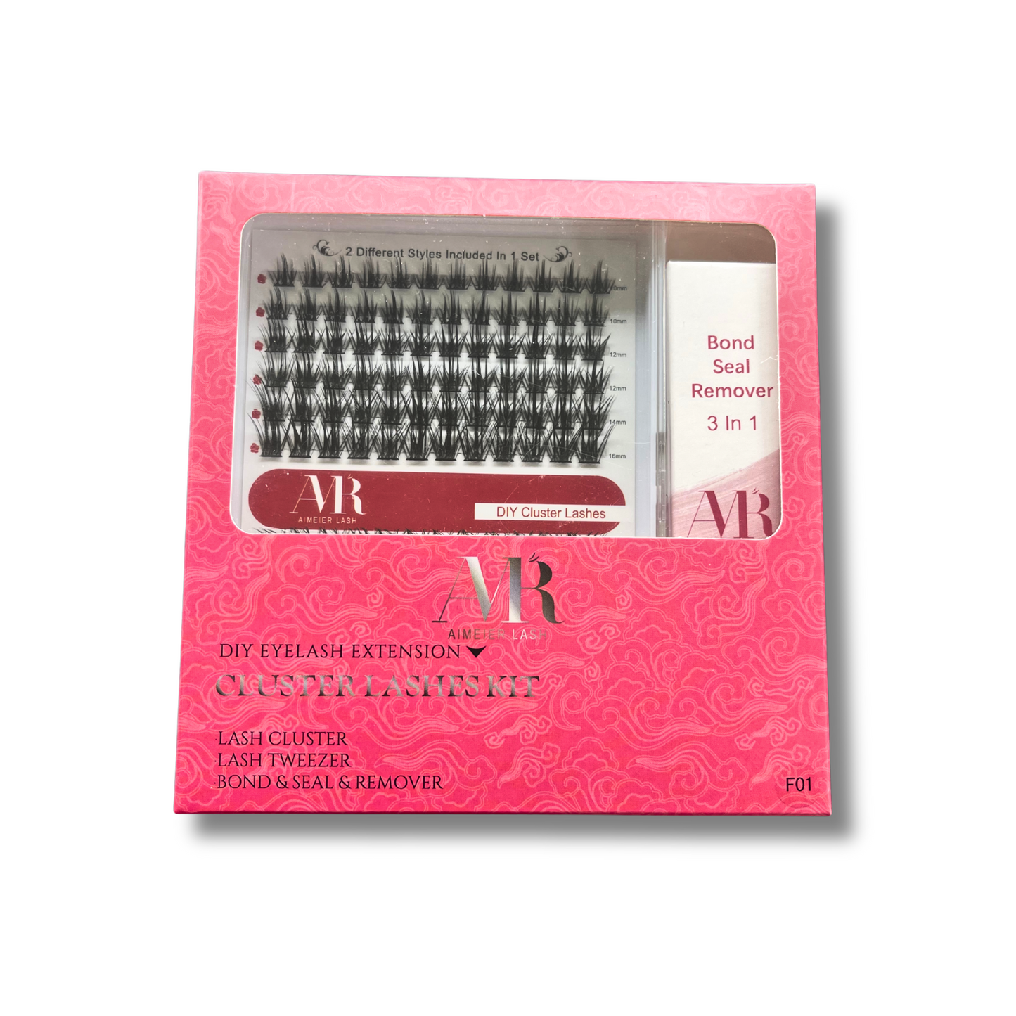 Aimeier Lash DIY Eyelash Extension Kit – Cluster Lashes with Bond, Seal, Remover & Tweezer