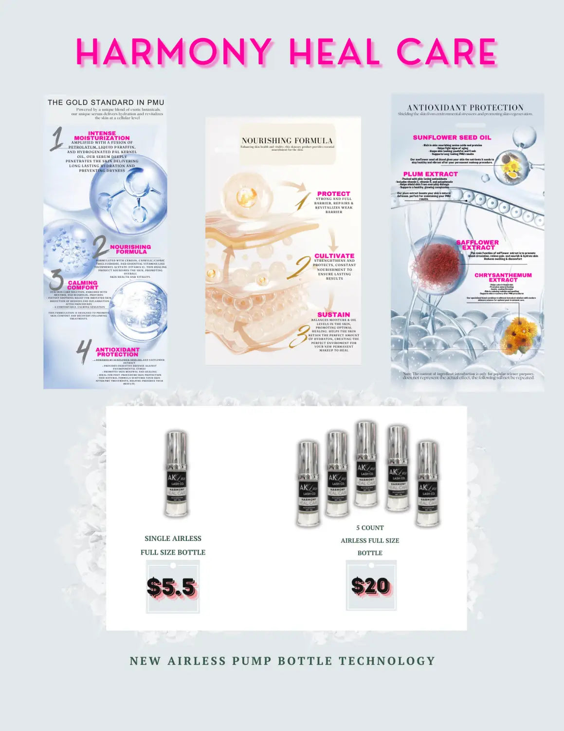 Harmony Heal Care Moisturize Skin Airless Pump Bottle - Permanent Make-up