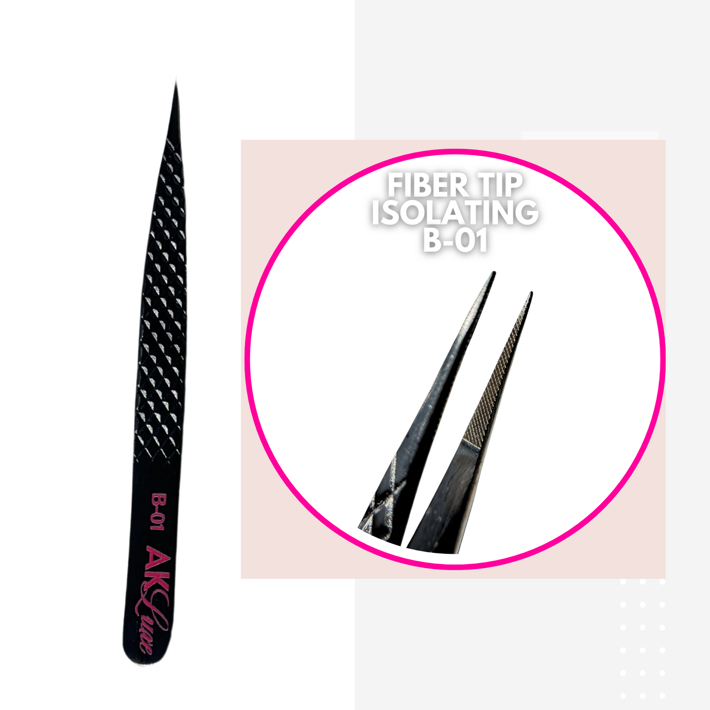 Precision Fiber Tip Isolating Straight Tweezers | Midnight Black | Pink