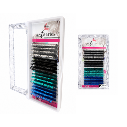 Holographic Tinsel Lash Extensions Tray | 16 Rows | CC Curl |  Purple Blue Silver Gold Black Pink Red