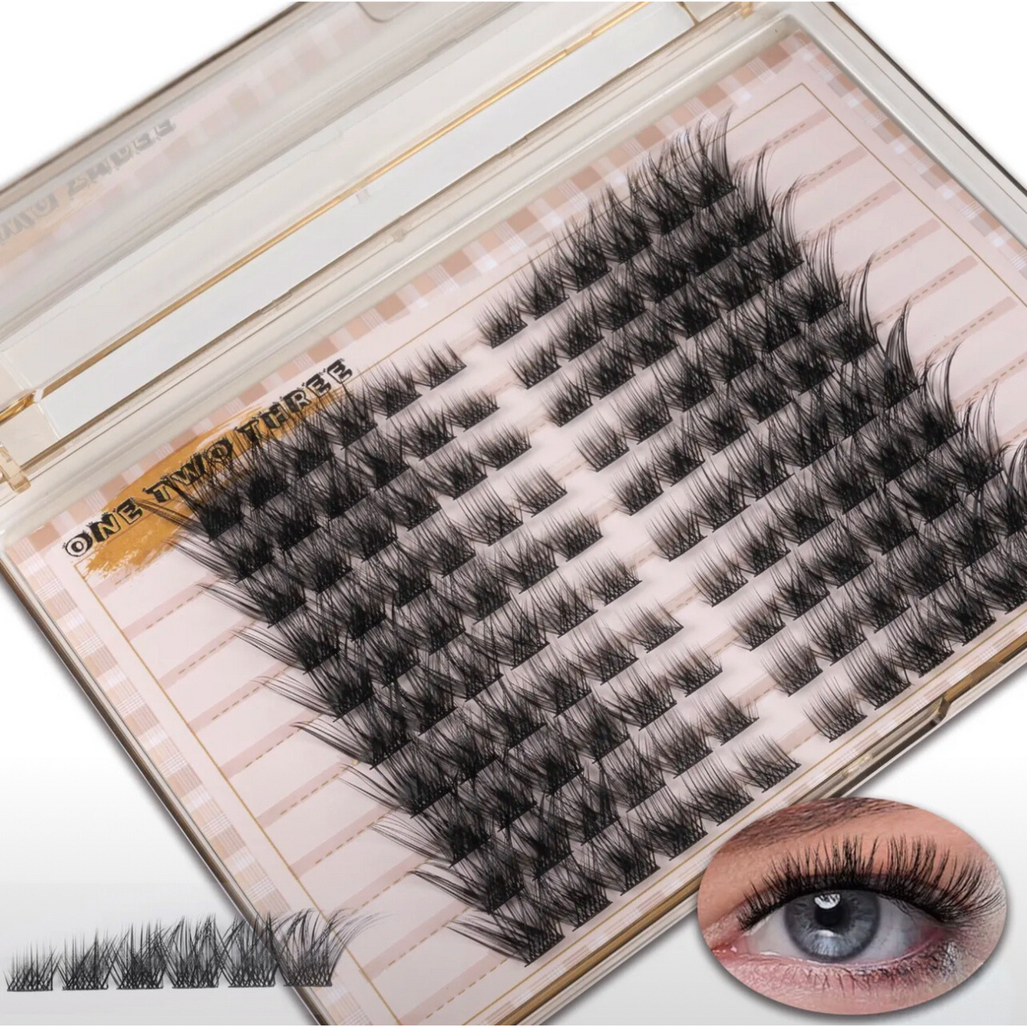 120pc Fox Eye Lash Clusters – Mixed Curl (C, CC, D) – 0.07mm Thickness, 6–18mm Length