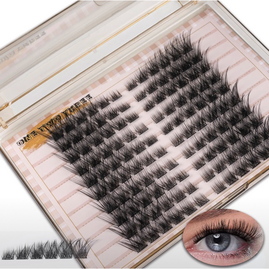 120pc Fox Eye Lash Clusters – Mixed Curl (C, CC, D) – 0.07mm Thickness, 6–18mm Length