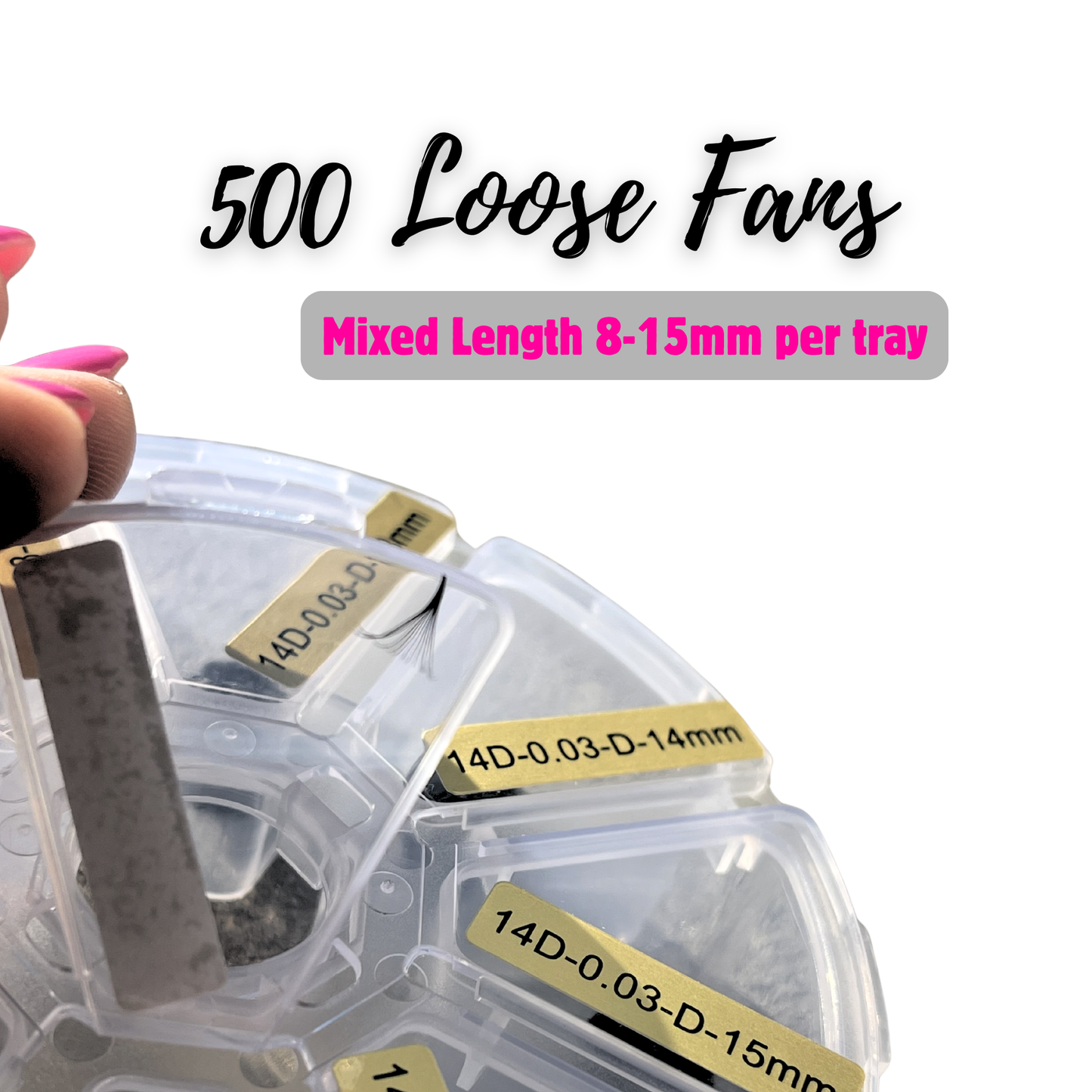 Promade Loose Fans Mixed Tray | 8-15mm D Curl 3D-14D