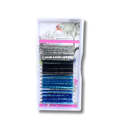 Holographic Tinsel Lash Extensions Tray | 16 Rows | CC Curl |  Purple Blue Silver Gold Black Pink Red