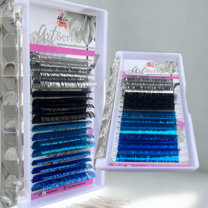 Holographic Tinsel Lash Extensions Tray | 16 Rows | CC Curl |  Purple Blue Silver Gold Black Pink Red