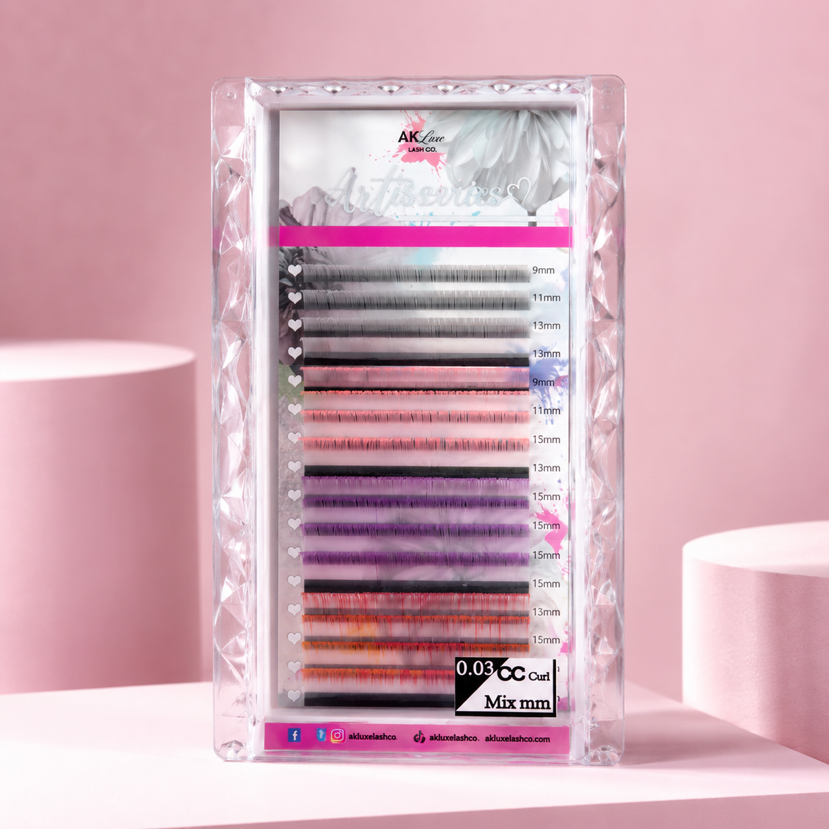 White Base Ombré + Silver Accent Lashes CC Curl 0.03 | (9–15mm)