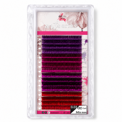Holographic Tinsel Lash Extensions Tray | 16 Rows | CC Curl |  Purple Blue Silver Gold Black Pink Red