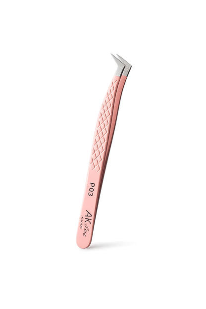 Ultimate Fiber Tip/Russian Volume Tweezer J-Shape Fiber Grab Lash Tweezers Pink