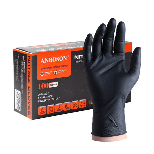 Black Nitrile Gloves – Powder-Free, Latex-Free (100 Count)