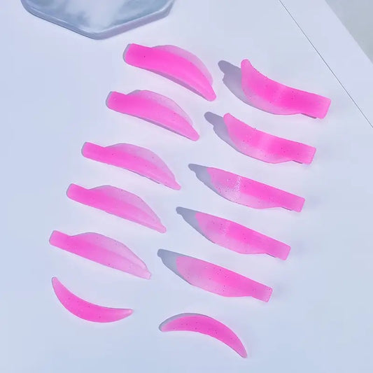 6-Pack Silicone Lash Lift Pads Set - Pink Sparkle | Reusable Lash Lifting Shields Upper & Lower