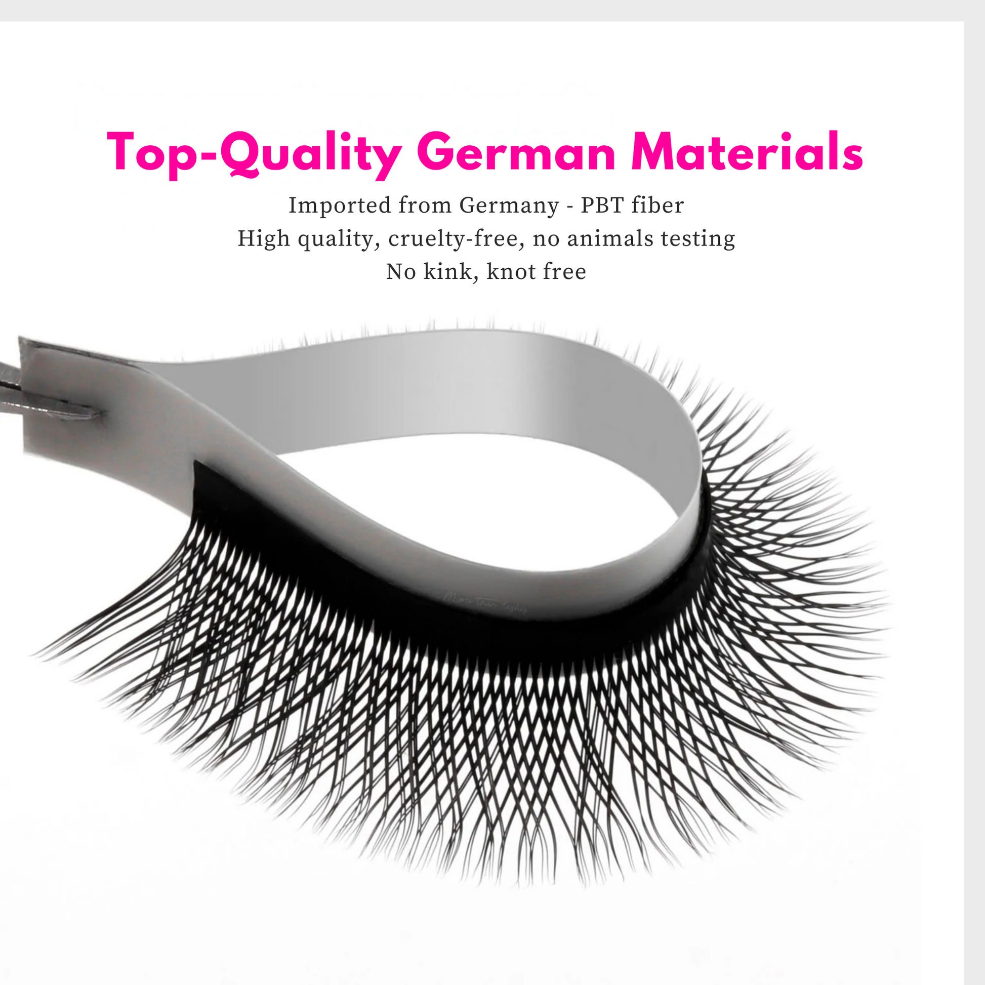 closeup of one lash extension strip formed to a circle weave pattern imported from Germany high quality cruelty free no kink lash fibers