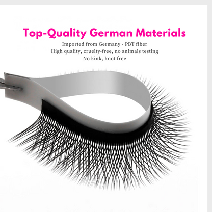 closeup of one lash extension strip formed to a circle weave pattern imported from Germany high quality cruelty free no kink lash fibers
