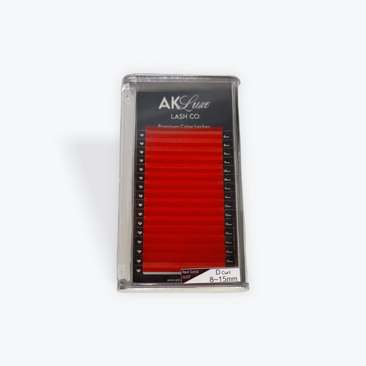Solid Color Lashes - 16 Rows 0.07 Mixed Lengths Tray - Red