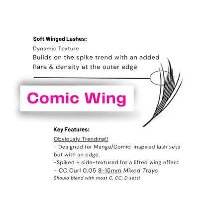Comic Wing Anime Manga Lashes | 0.05 CC Curl 8-15mm Mixed Trays
