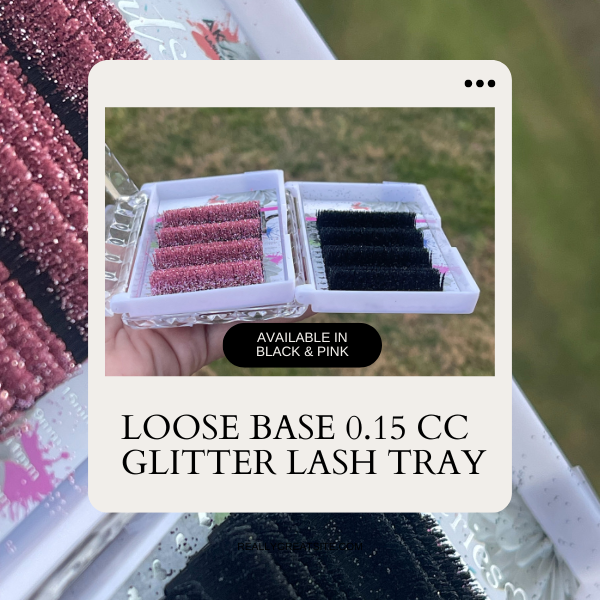 Glitter Lash Extensions Tray | 16 Rows | CC Curl | 0.15 Diameter | Black or Pink Glitter Lashes