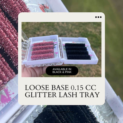 Glitter Lash Extensions Tray | 16 Rows | CC Curl | 0.15 Diameter | Black or Pink Glitter Lashes