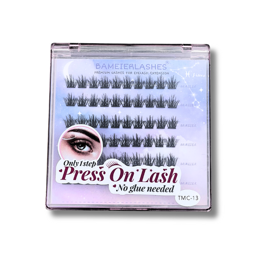 Press-On Cluster Lashes – No Glue Needed | Wispy Everyday Volume (6 Rows)