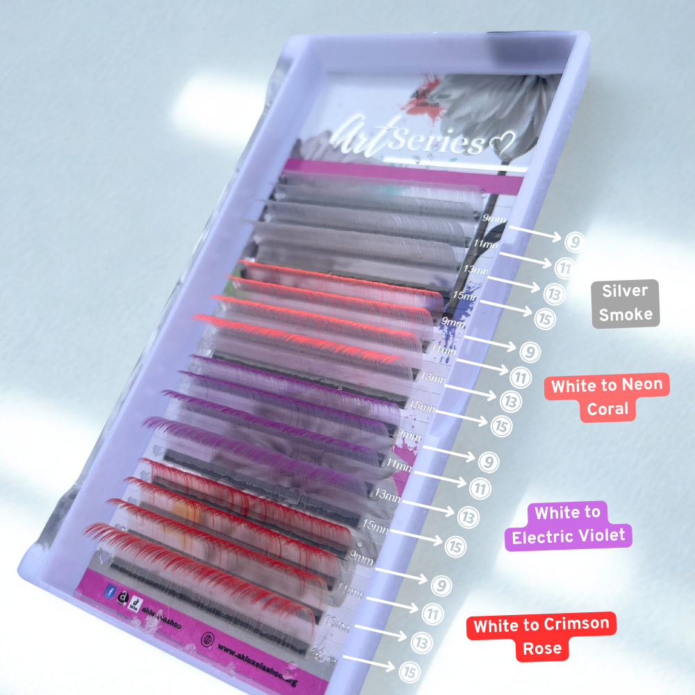 White Base Ombré + Silver Accent Lashes CC Curl 0.03 | (9–15mm)