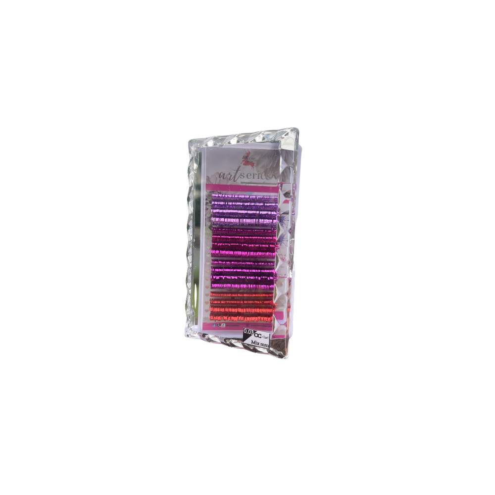 Holographic Tinsel Lash Extensions Tray | 16 Rows | CC Curl |  Purple Blue Silver Gold Black Pink Red